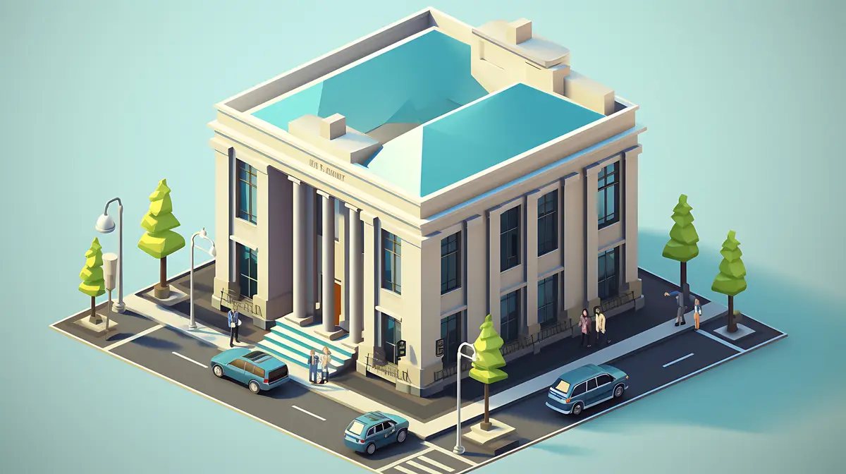 arafed building with a blue roof and a blue roof