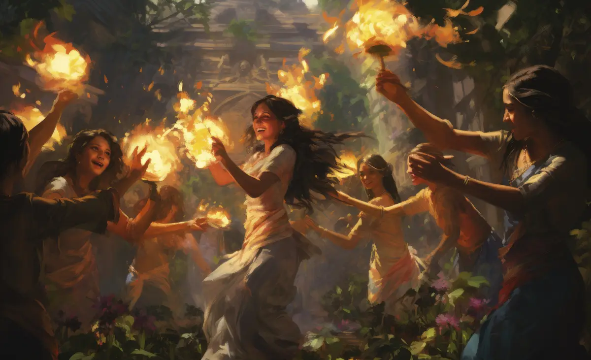 People celebrating lohri punjabi folk festival