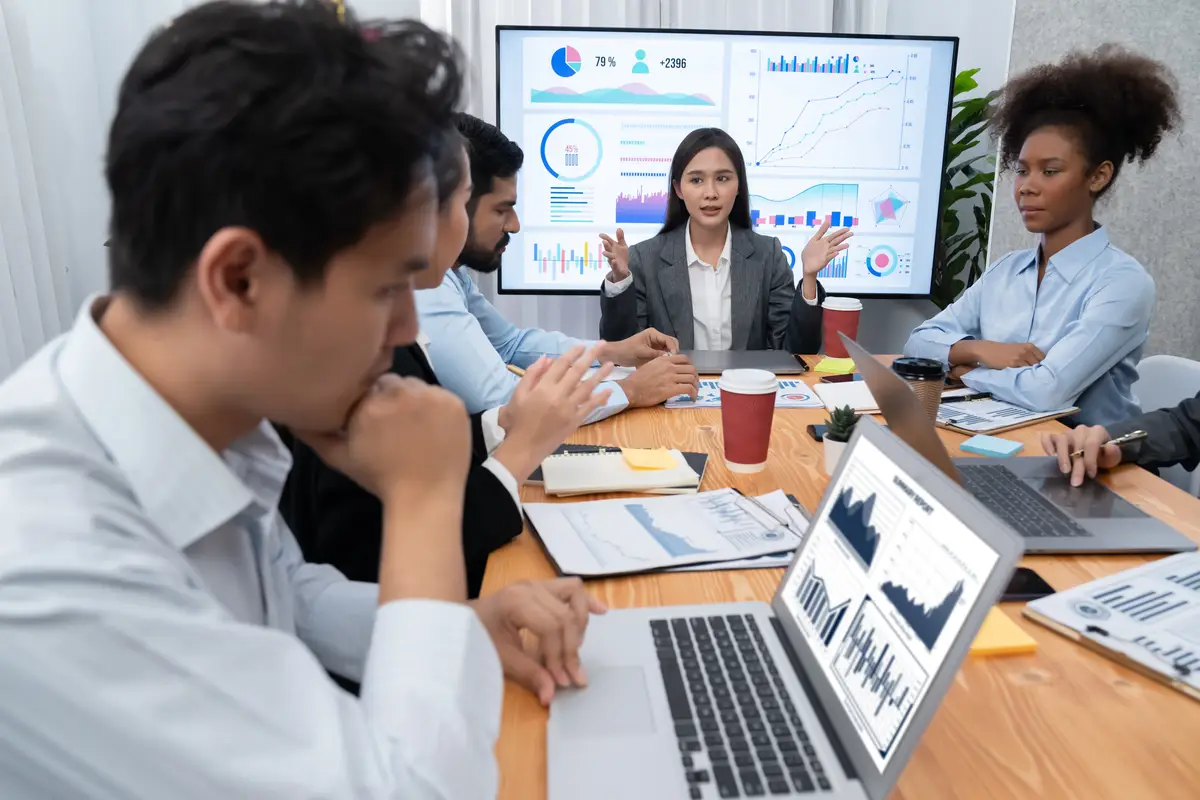 Financial dashboard data display on laptop screen Concord