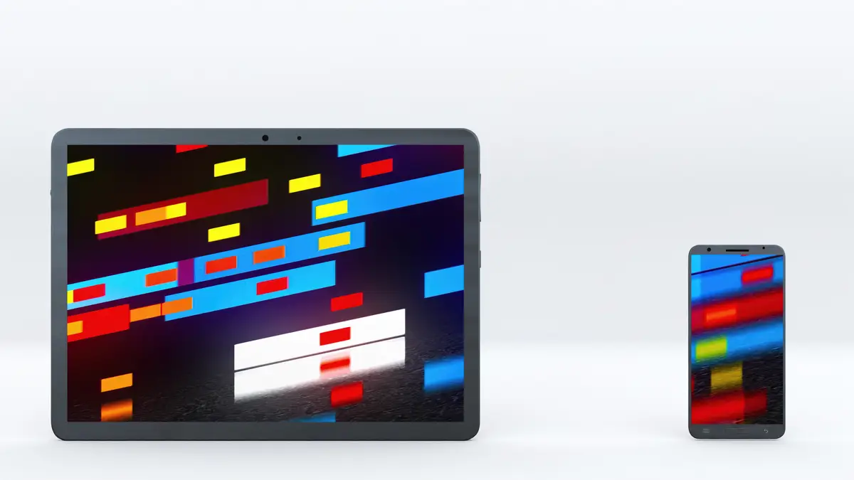 Smartphone and tablet with technology screen computer generated