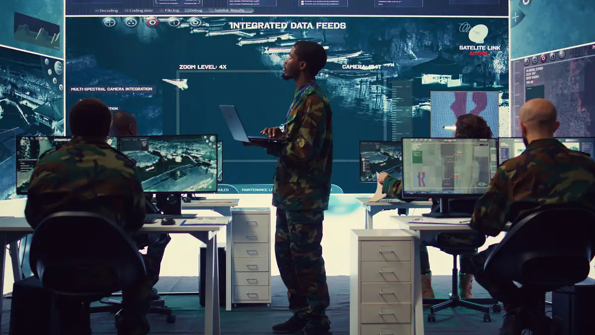 Aircraft maintenance technician coordinating air support to provide assistance