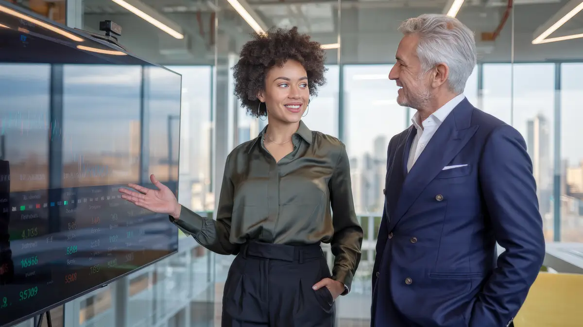 Business presentation with male and female colleagues