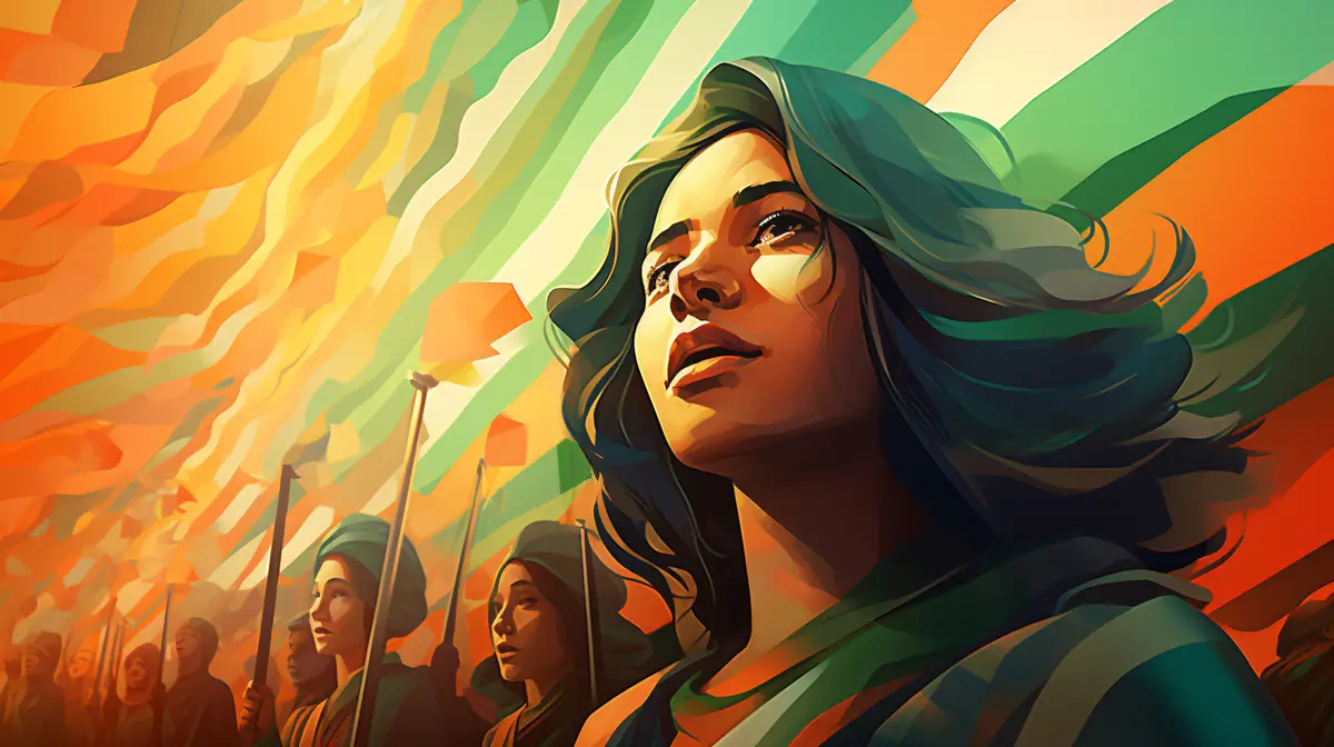 Indian republic day celebration digital art with woman