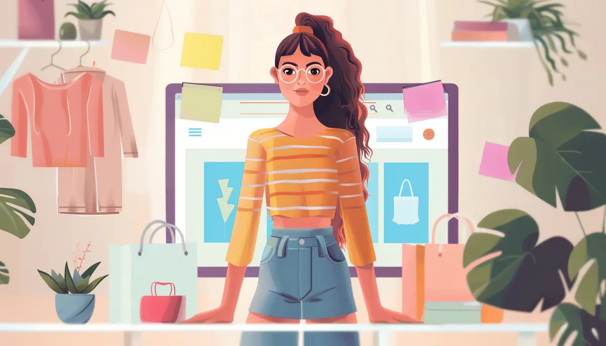 Beautiful Female fashion blogger making blog about shopping