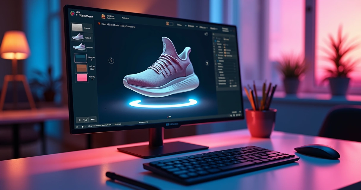 3D product customizer interface with rotating sneaker model