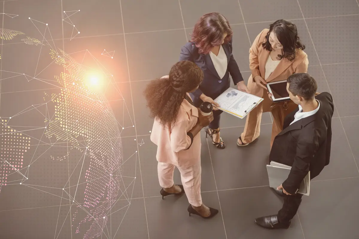 Business people working using technology to connect with others