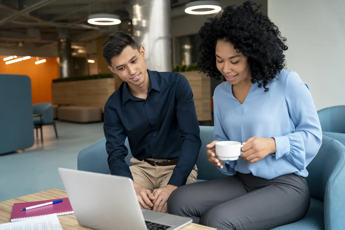 Team working together on project