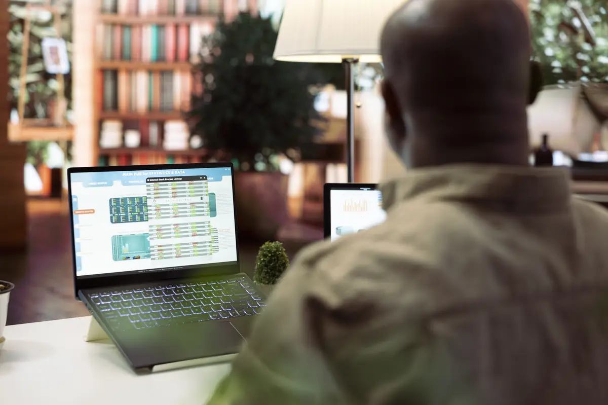 Accountancy specialist examining business funds and profit