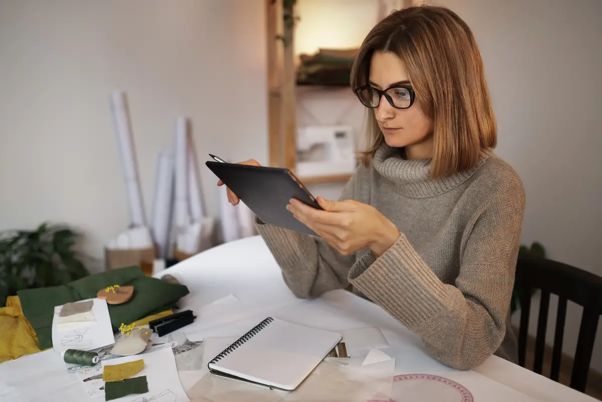 Medium shot woman creating vision board