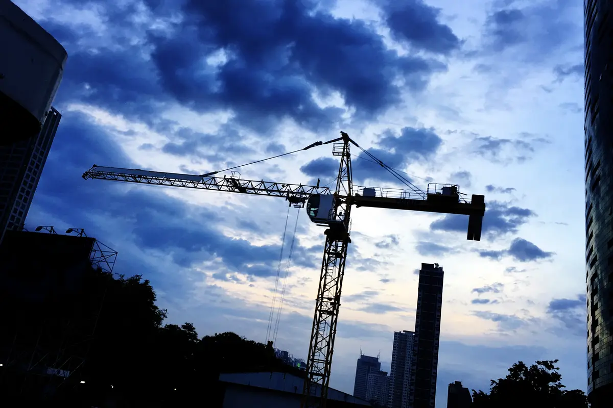 Construction in the evening