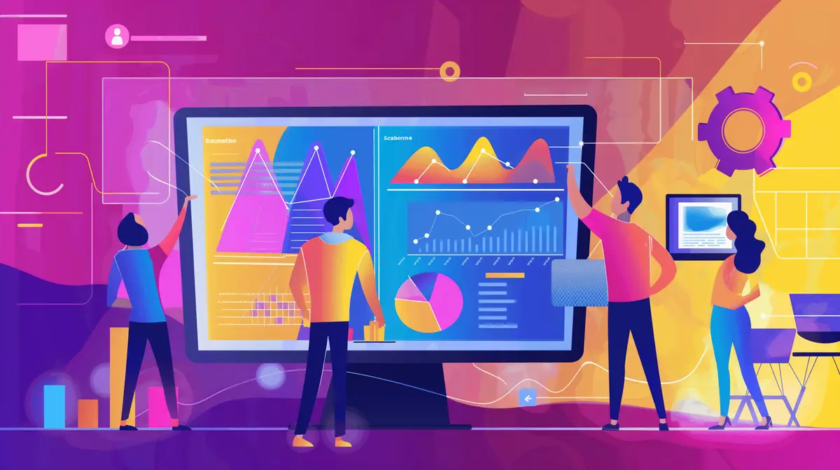 Illustration of team discussing on project