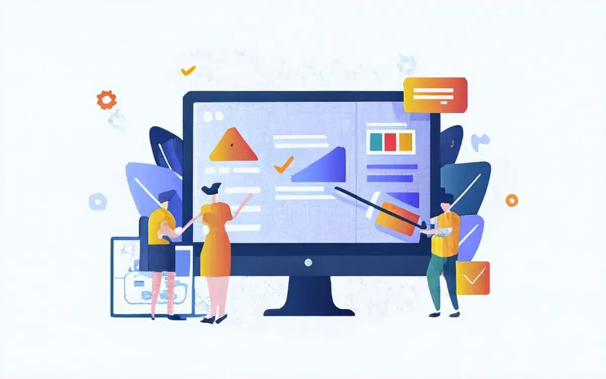 ERP enterprise resource planning concept company productivity and improvement Illustration website