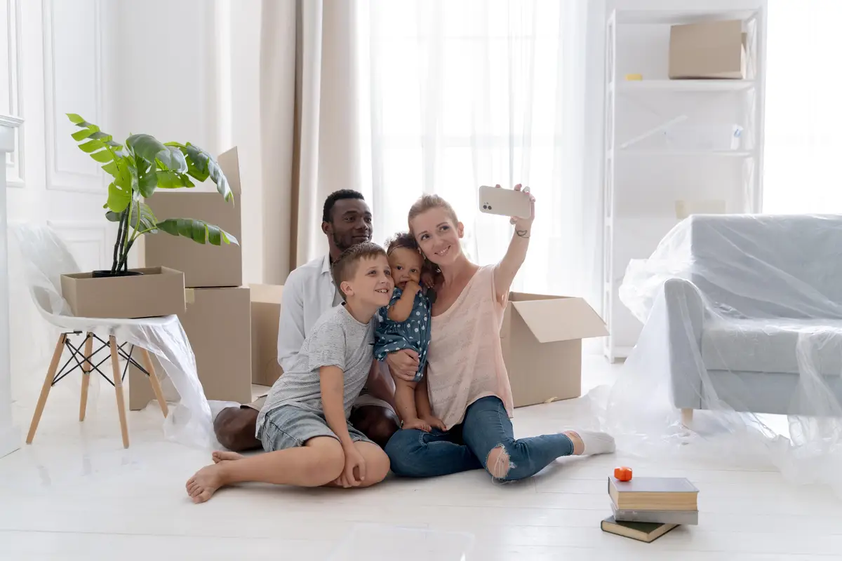 Couple getting ready to move with their children