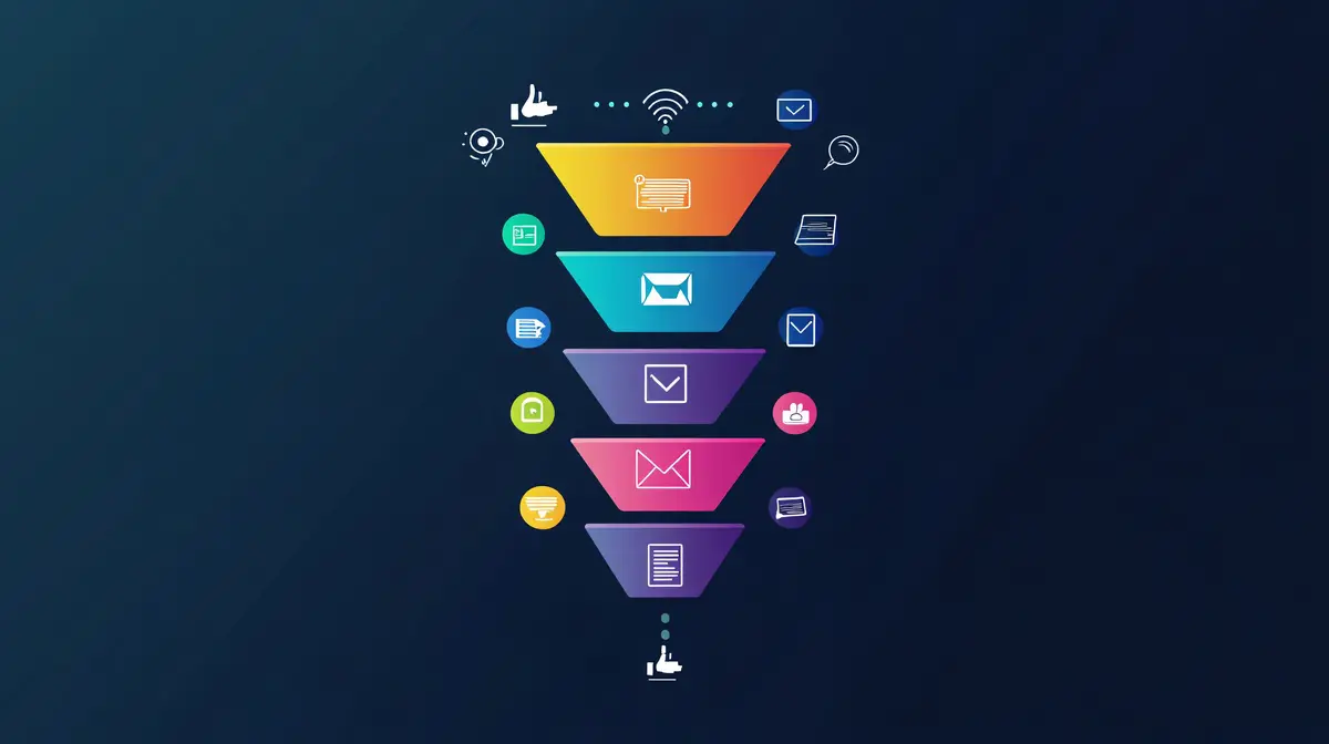 Infographic Image of Social Media Marketing Funnel with Colorful Graphics