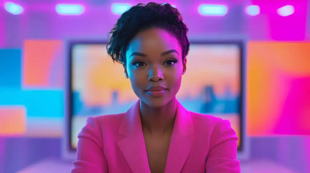 Professional Portrait in Modern Neon Office Environment