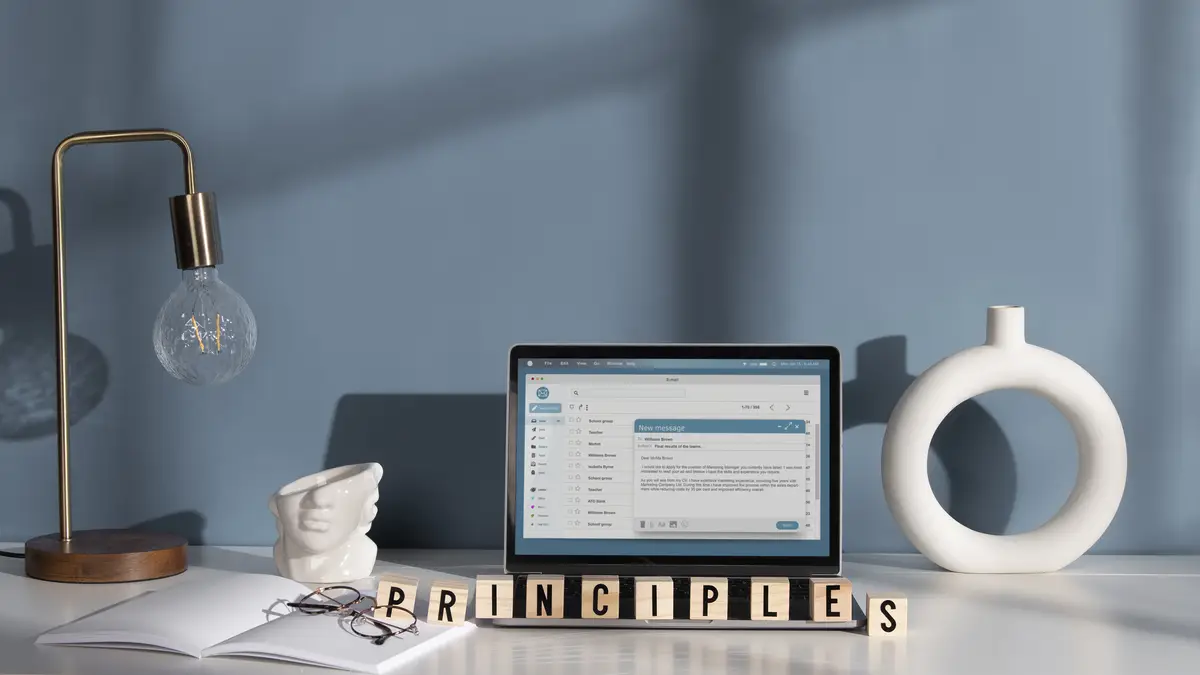 Laptop and wooden cubes arrangement