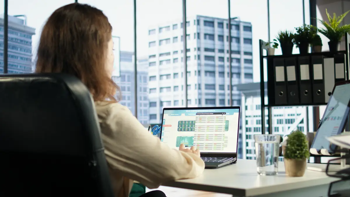 Professional female leader evaluating trading risks before making investment