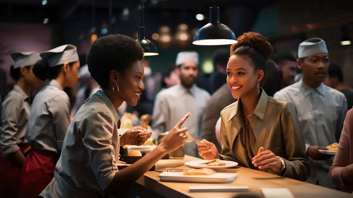 Customer ordering food at restaurant counter