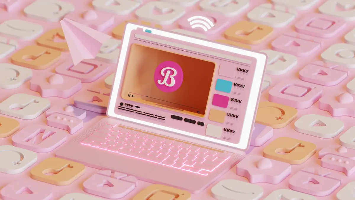 Communication and social media icons on laptop device