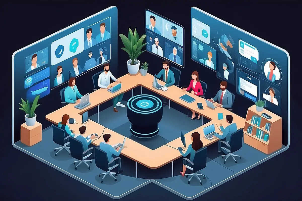 Isometric Video Conference Illustration