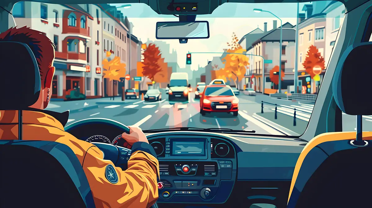 Emergency Response Ambulance Driver in Action Flat Design Icon Illustrating a Quick and Focused D