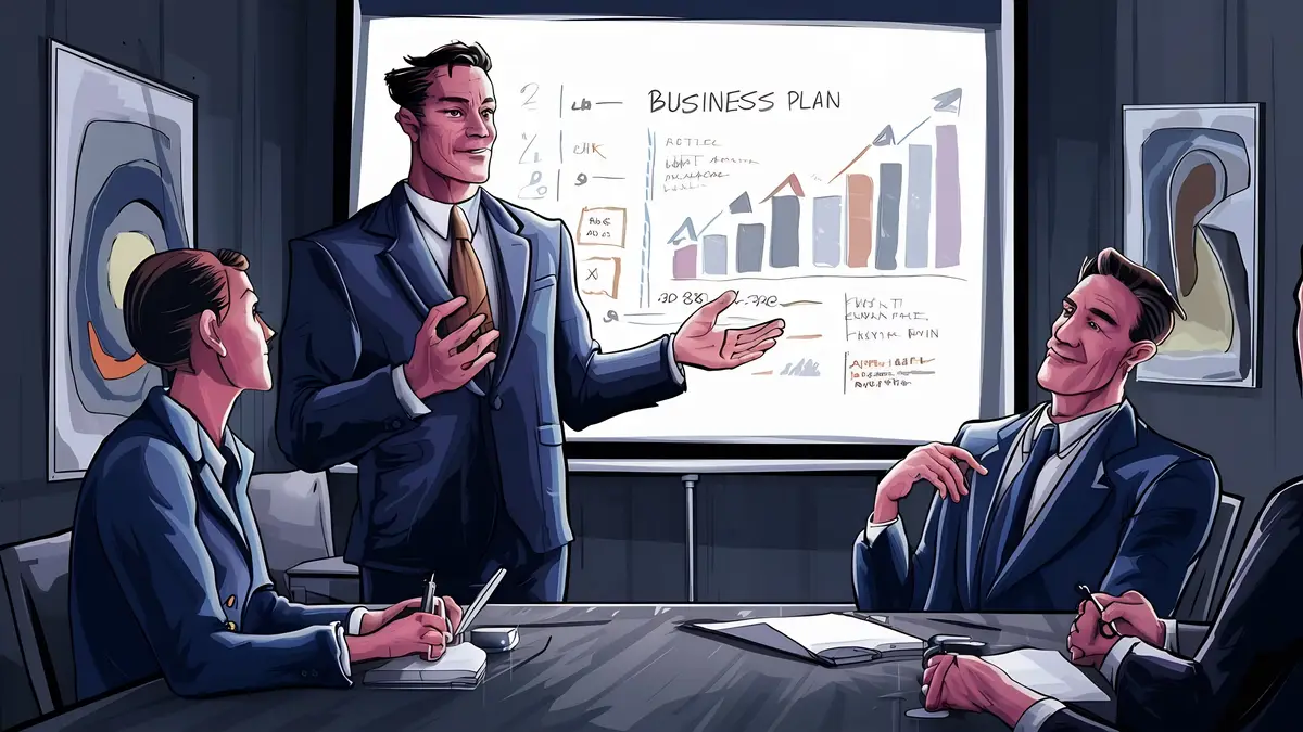 Confident businessman explaining his plan to partner