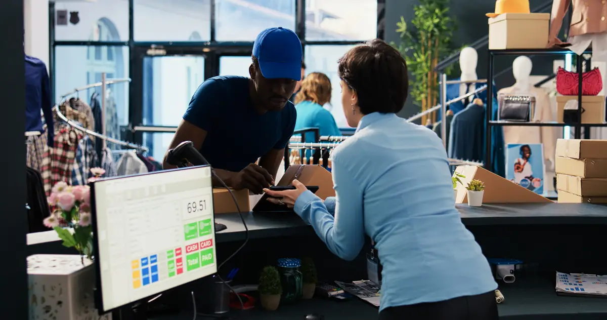 Worker putting courier to sign report