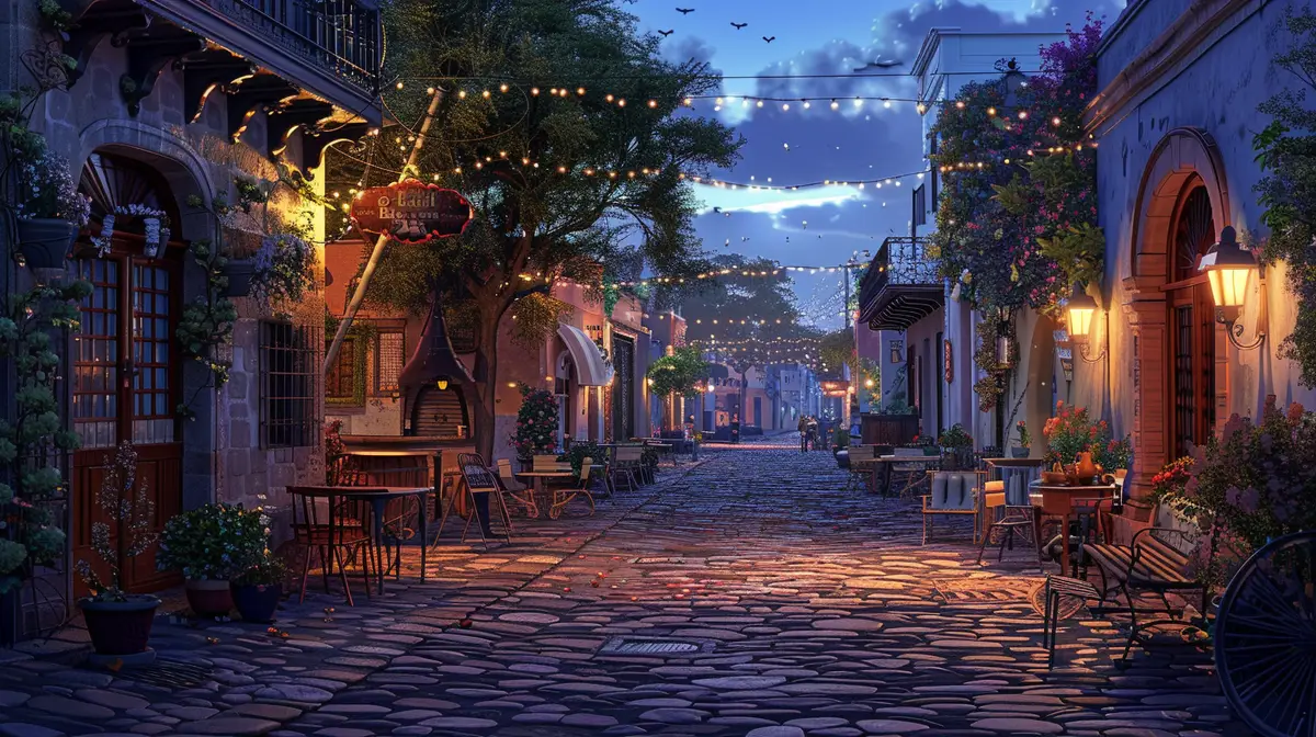 3d cartoon latin american village scenery