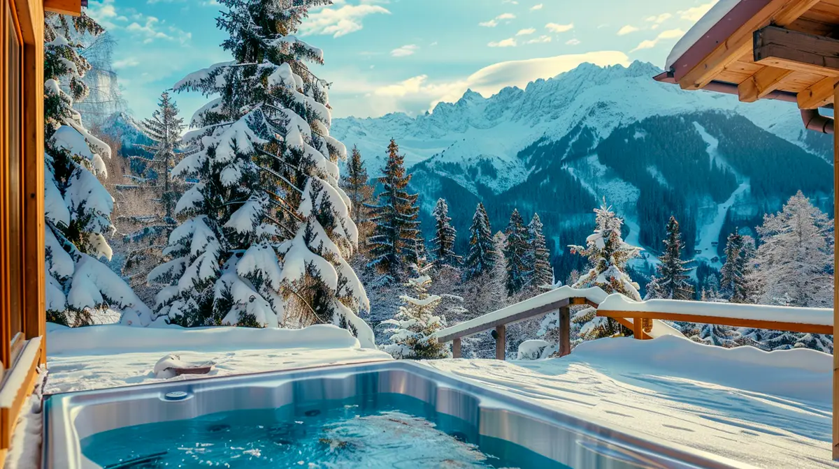 christmas background with winter landscape