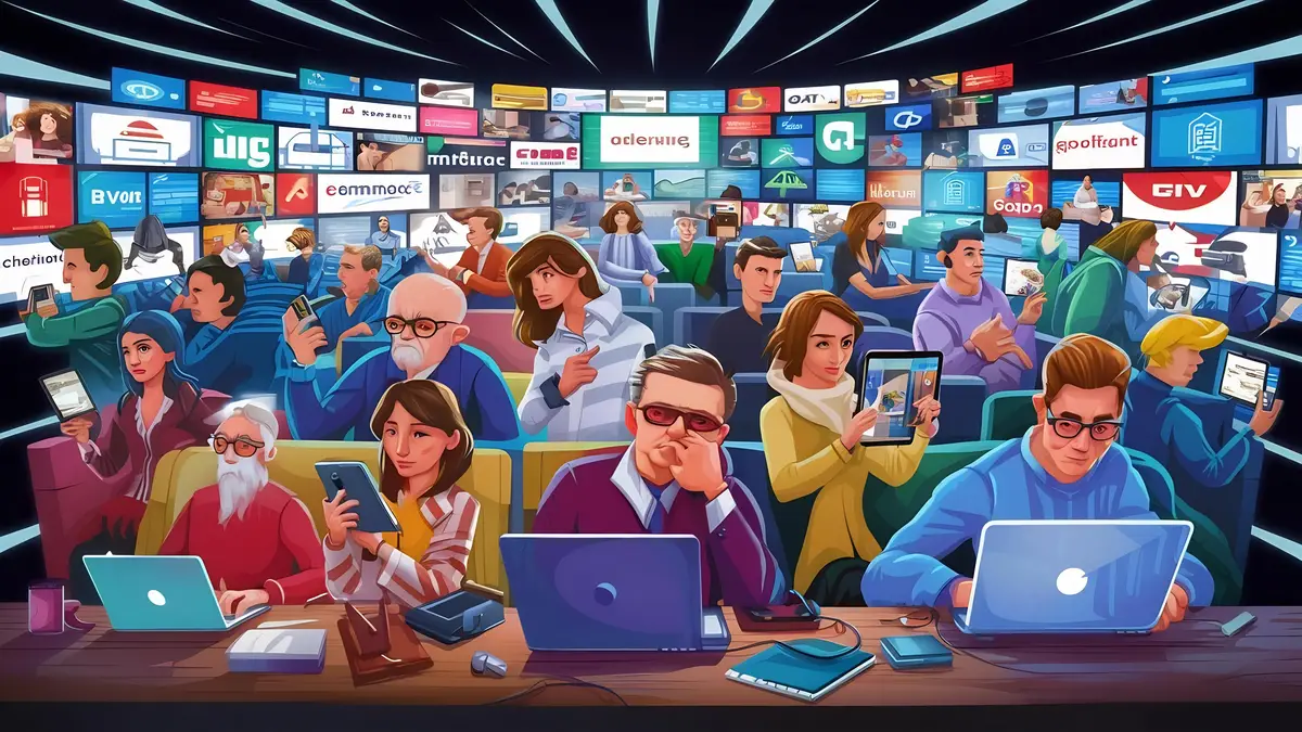 Consumers use internet shopping concept