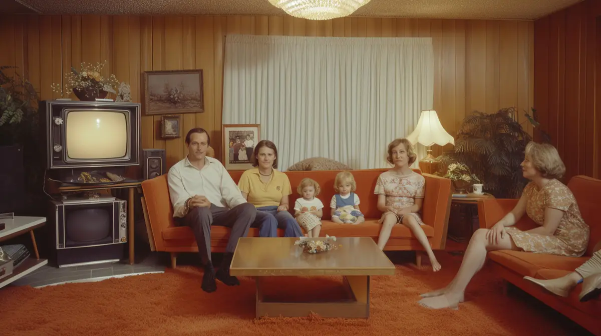 An old retro TV front facing in the grain and nostalgic style