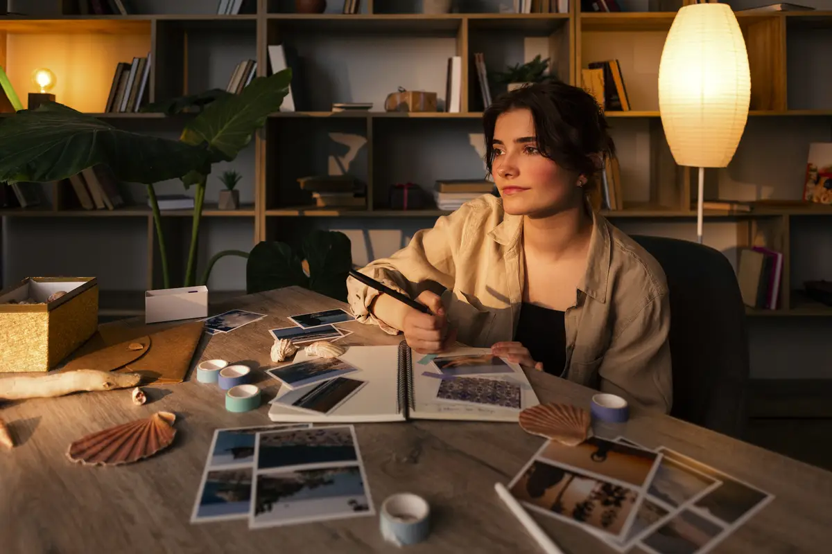 Young woman writing in her journal