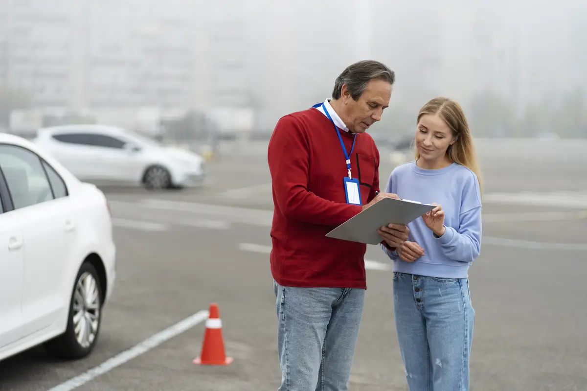 Woman getting her driver's licence