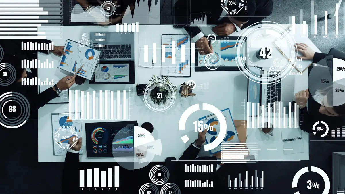 Top view of business people discussing about financial strategy Directorate
