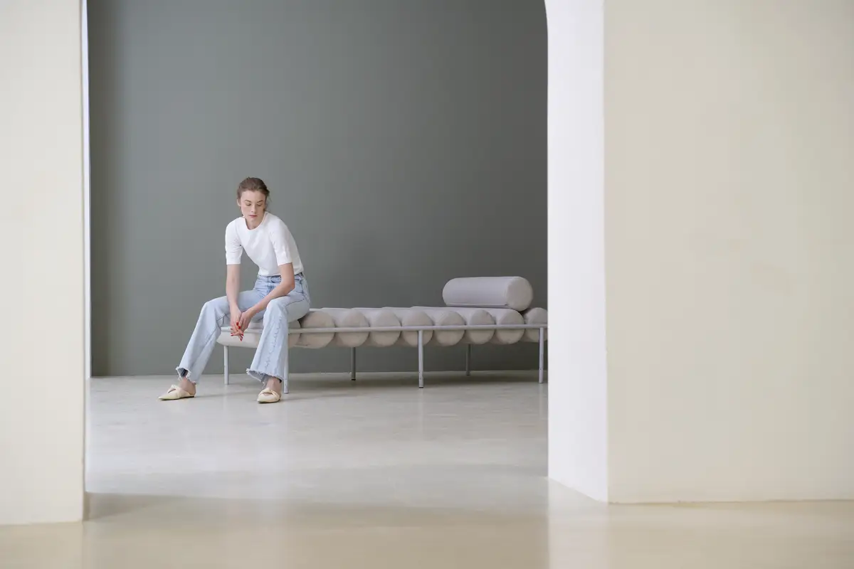 Beautiful woman wearing minimalist shirt