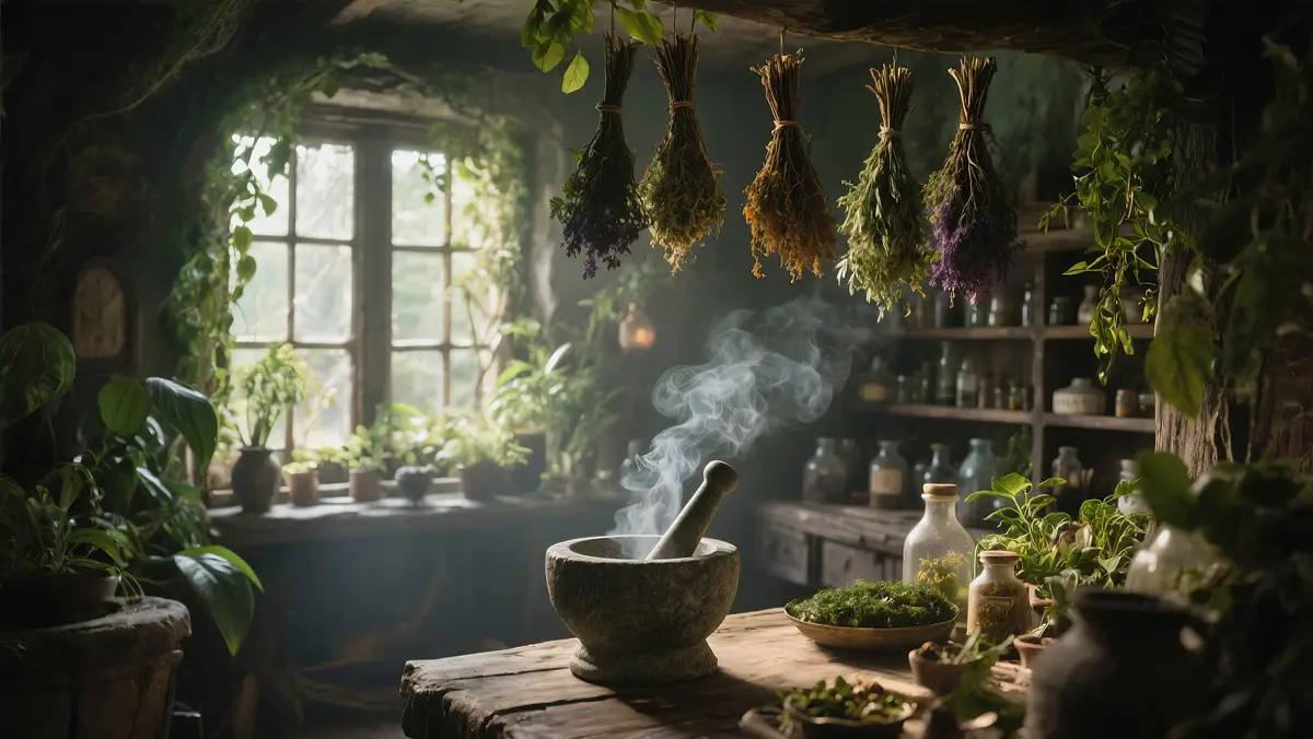 Mystical herb garden interior