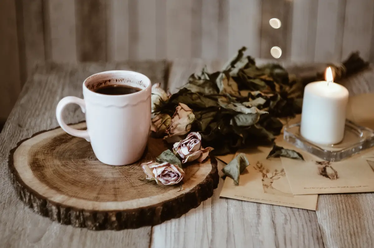 Close-up of coffee cup on table