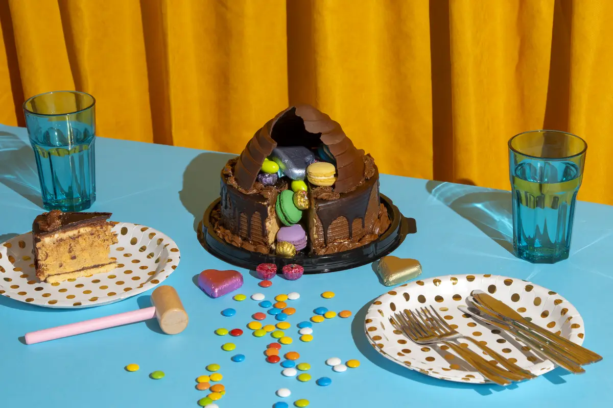 Delicious cake indoors still life