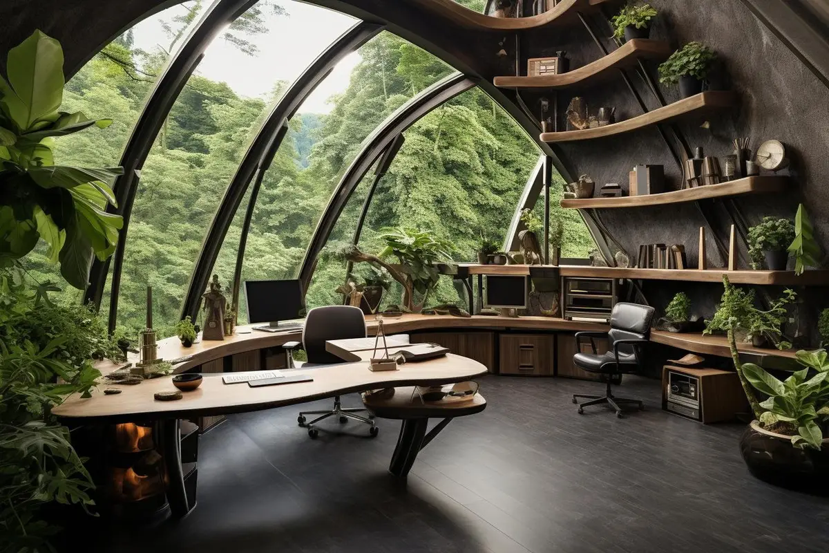 Office with EcoFriendly Materials luxury setting office background