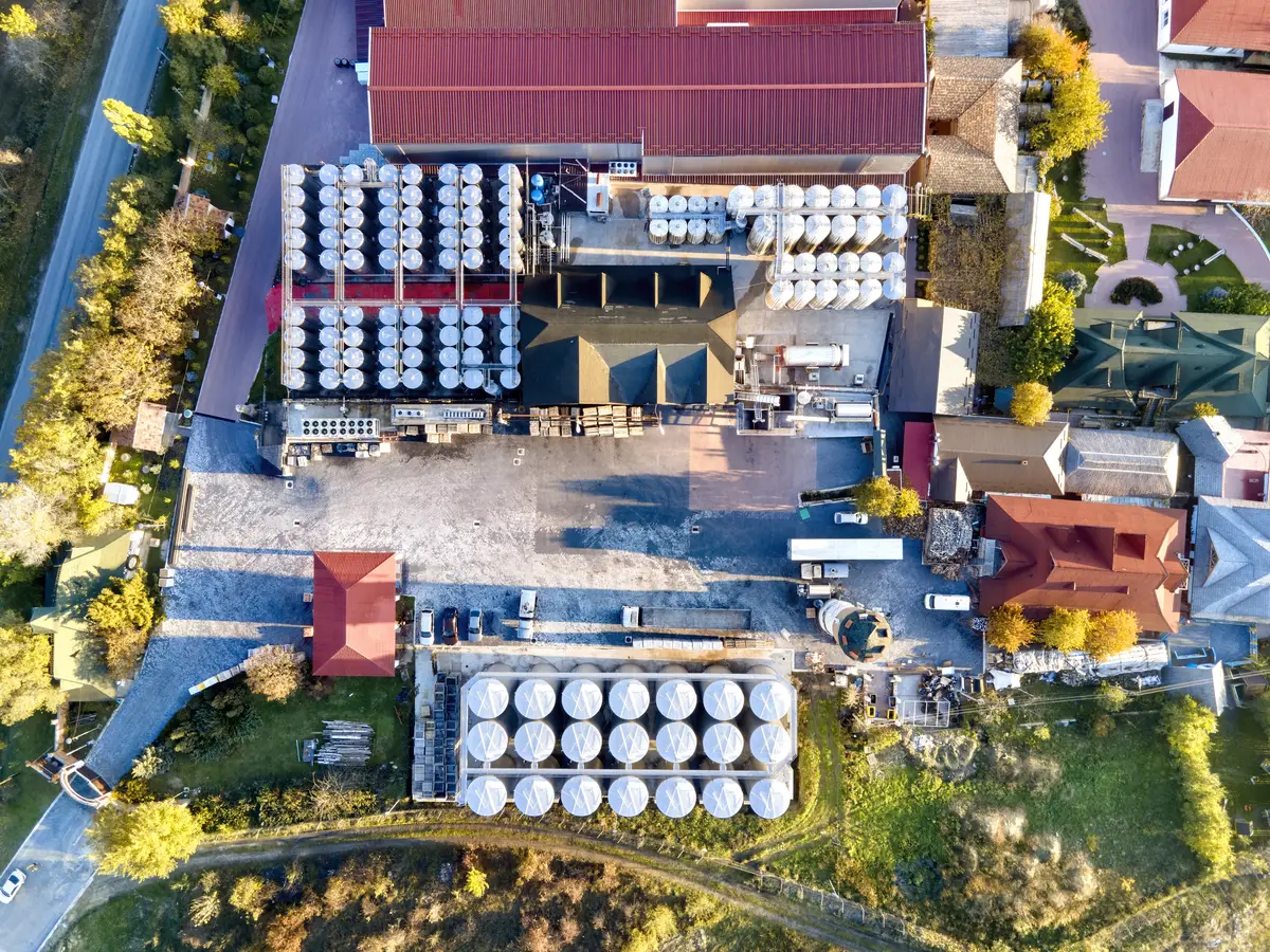 Asconi winery with industrial metallic barrels in Moldova