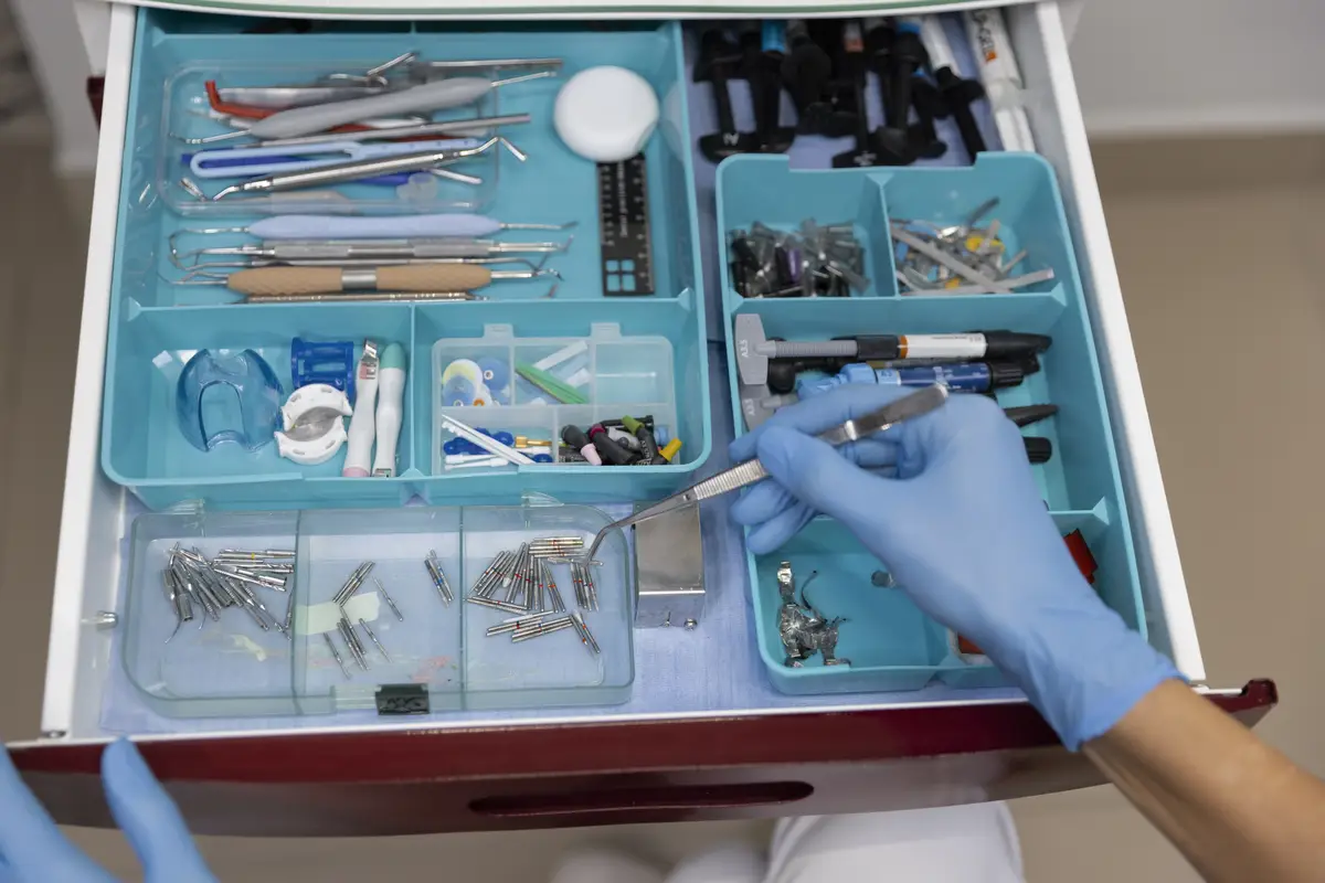 Close up on dentist instruments