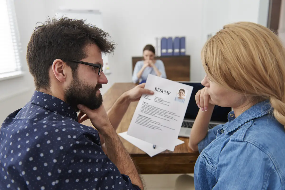 Colleagues interviewing to a new candidate. Job interview concept