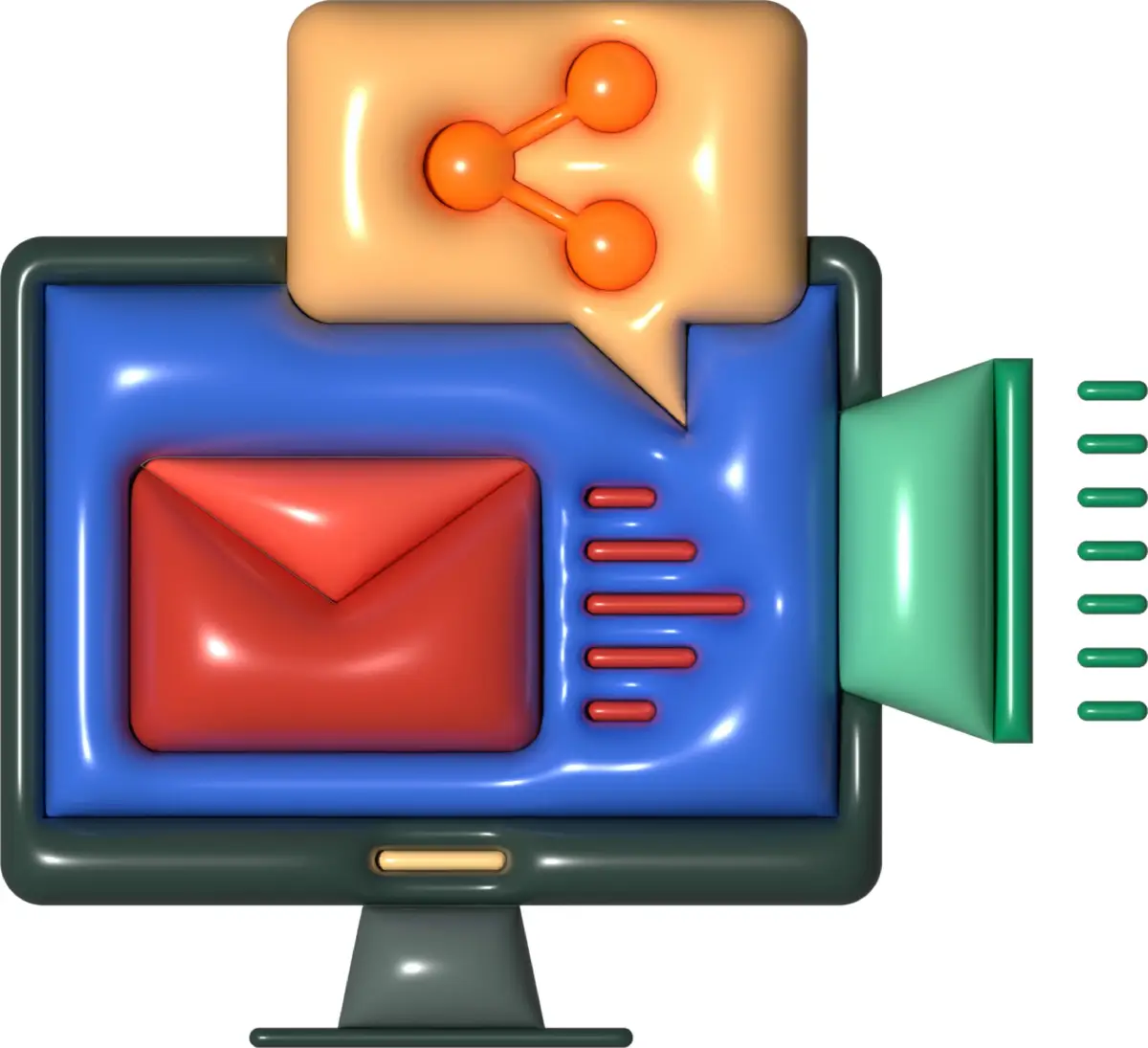 Digital Communication Icon with Email and Sharing Features