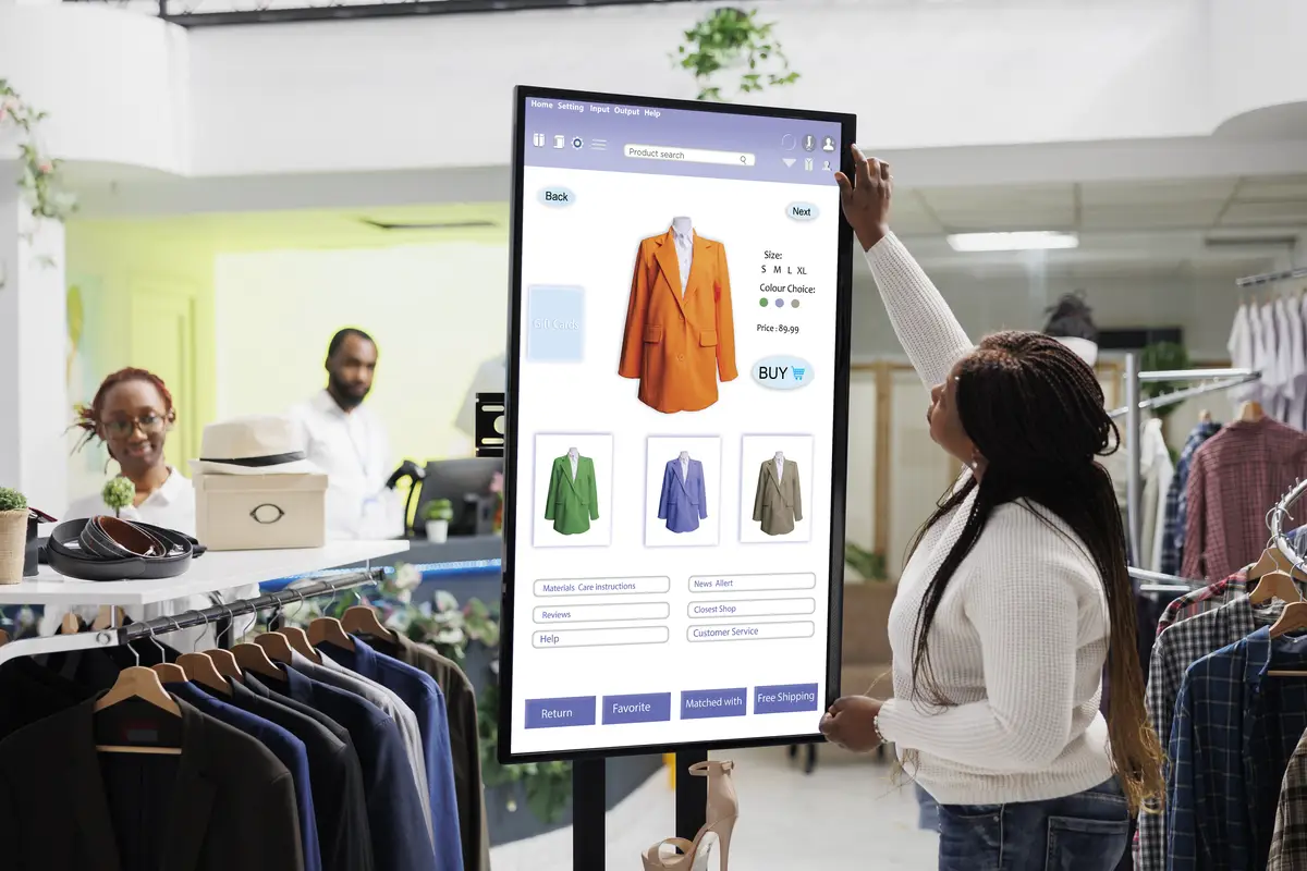 Female customer reviewing clothes