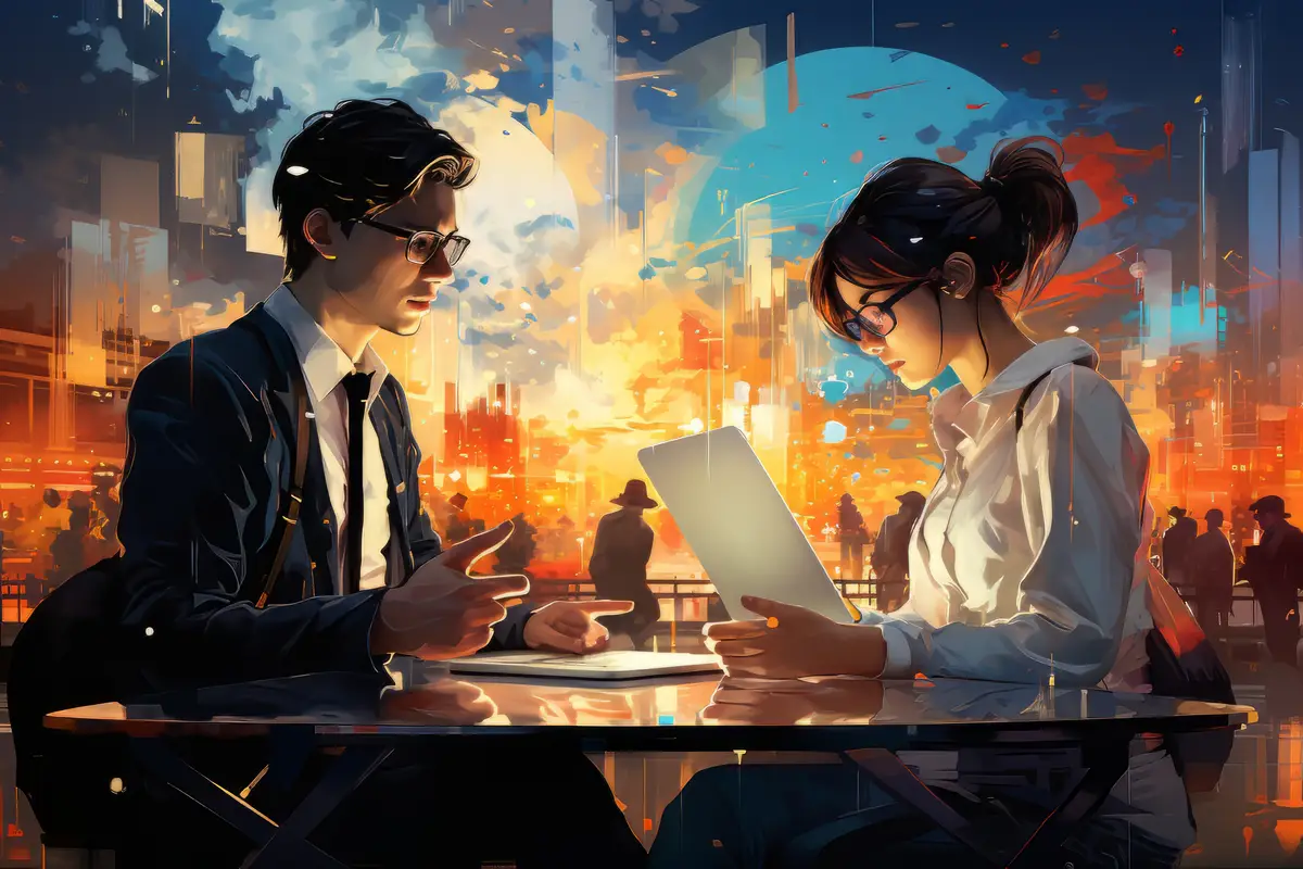 Futuristic business scene with ultra modern ambiance