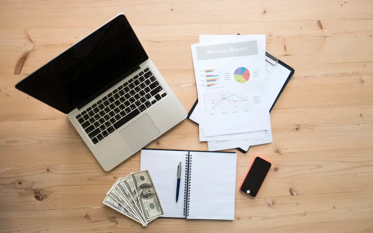 High angle view of laptop on table