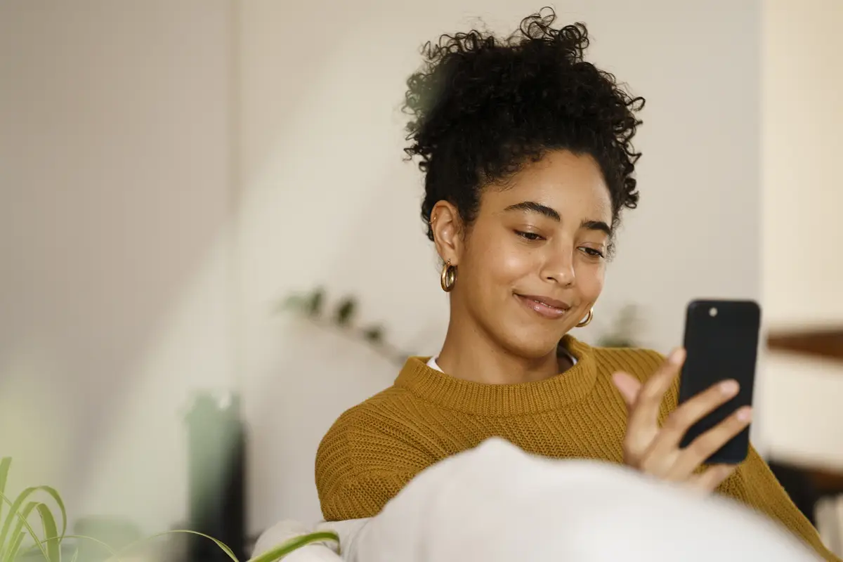Woman using smartphone technology