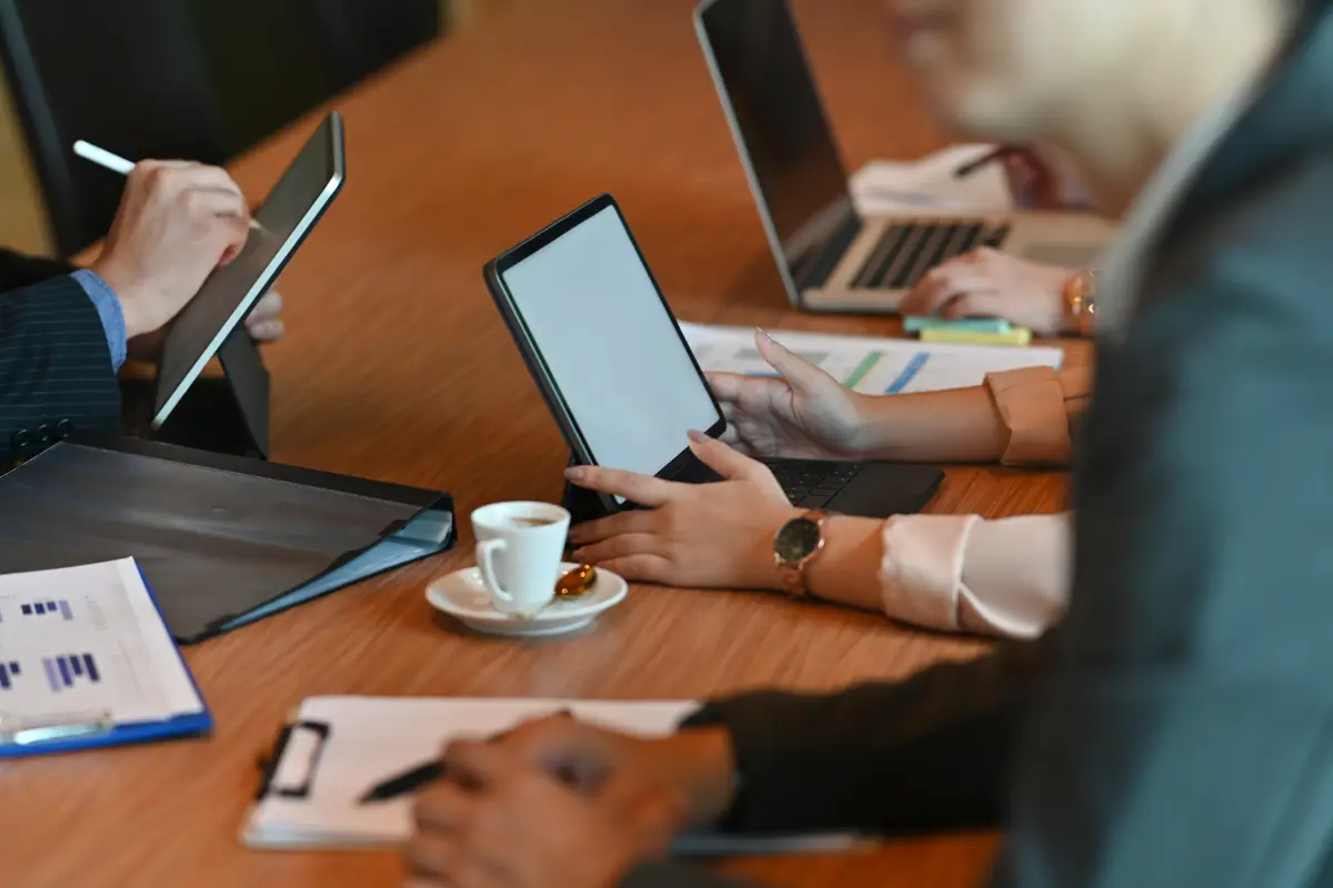 People using laptop on table