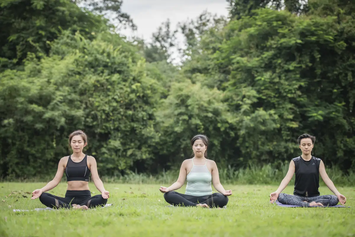 Yoga action exercise healthy in the park