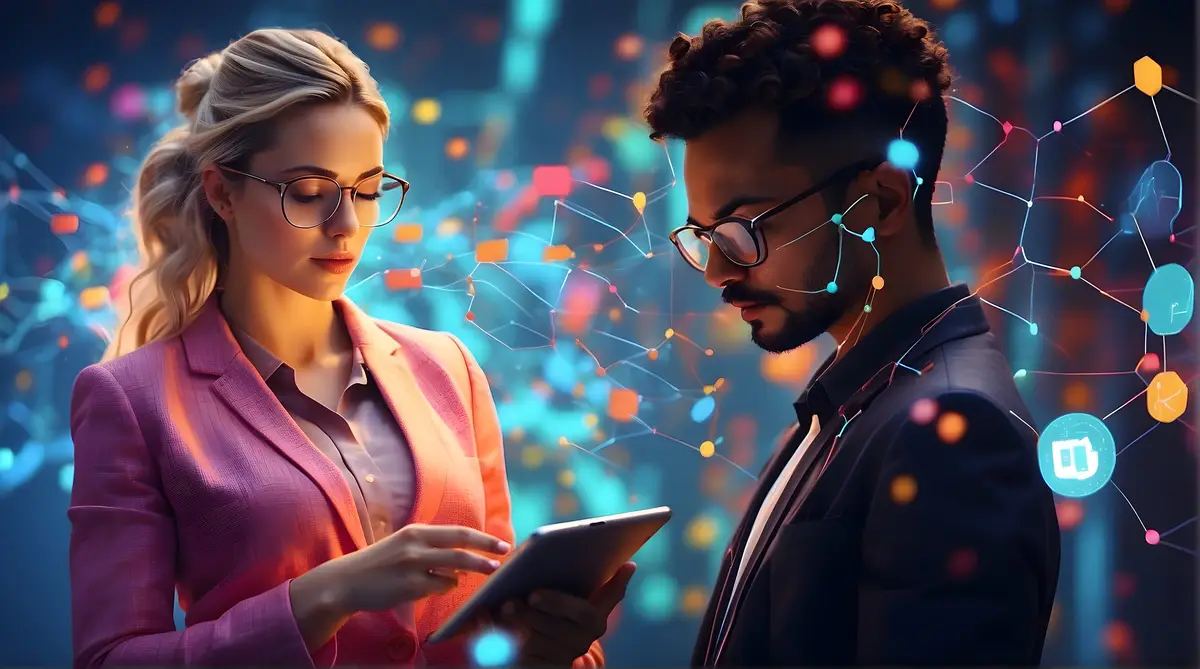 manager seeing tablet in logistic and warehouse with copy space logistic and warehouse management